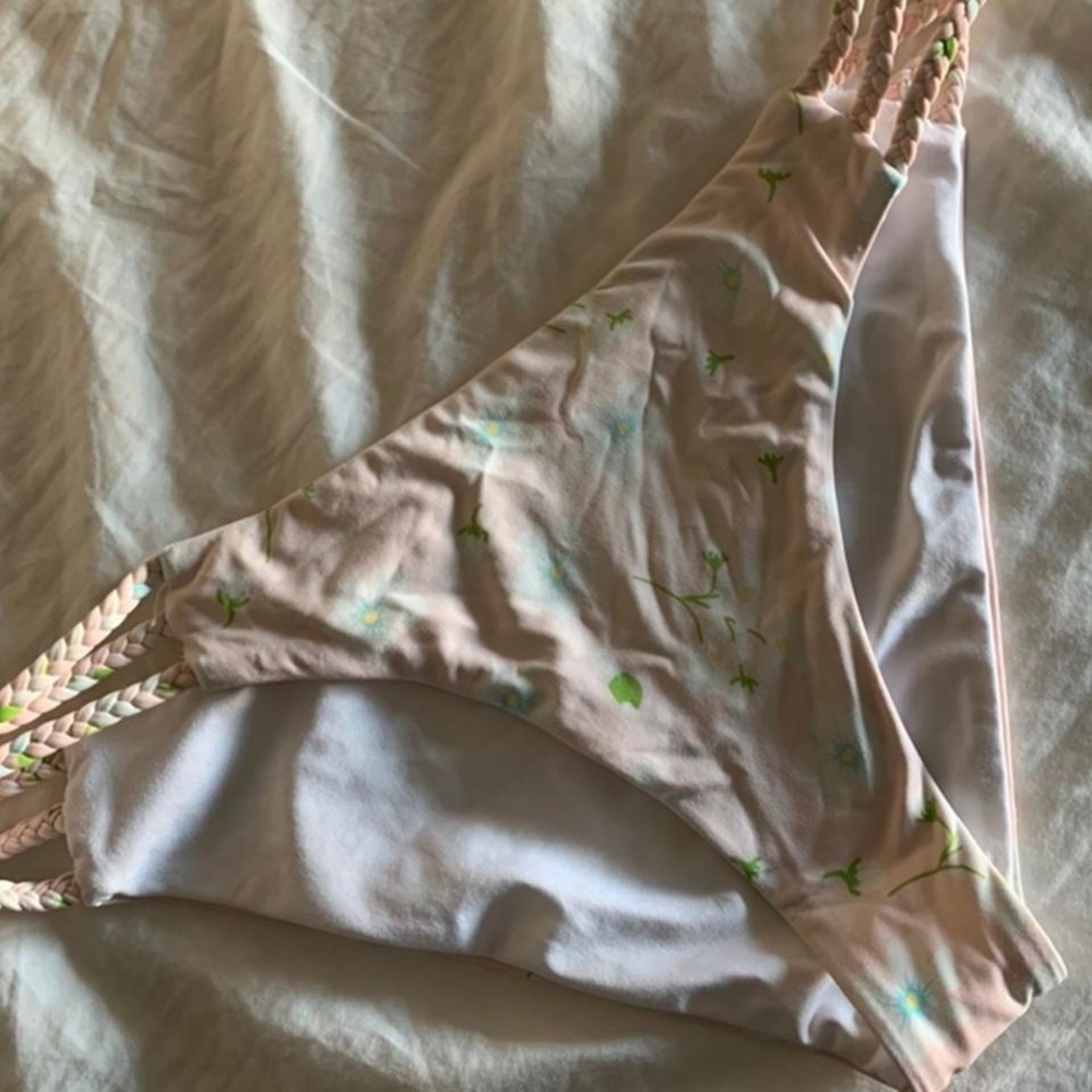 Frankie's Bikinis flower print braided bikini bottom